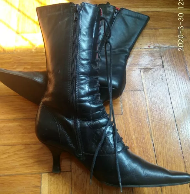 Bronx Black Leather  Boots Size 37