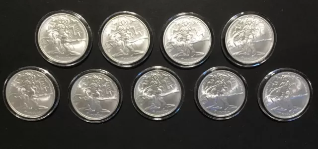 Lot Of 9 - 1 oz Trivium Girls Silver Shield Rounds 0.999 Golden State Mint 2021