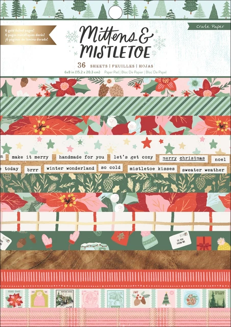 Almohadilla de papel de caja de una sola cara 6""X8"" 36/paquete-mitones y muérdago -CPMM3735