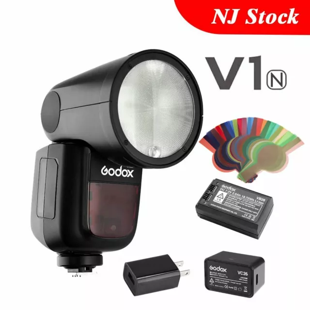 Godox V1-N 2.4G TTL 1/8000s GN60 HSS Li-on Round Head Camera Flash For Nikon