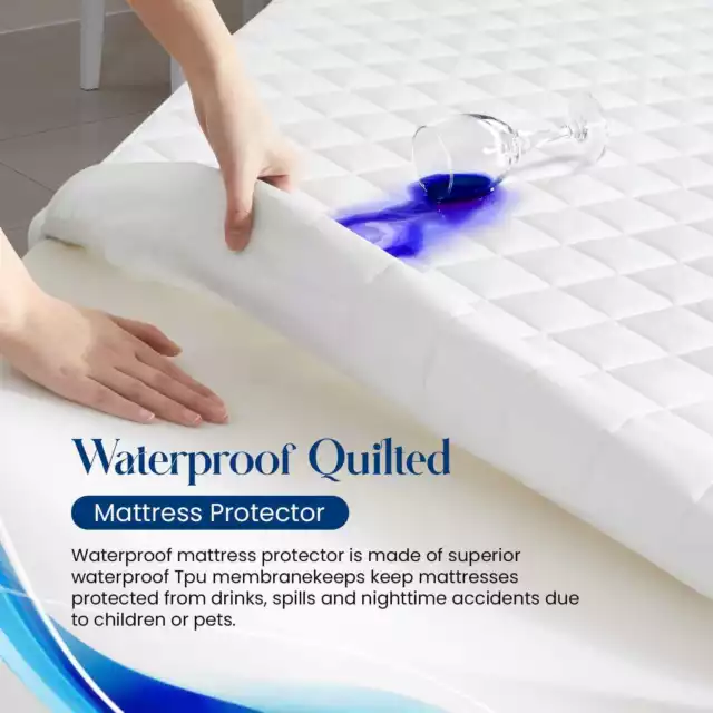 Extra Deep Anti Dust Quilted Fitted Waterproof Bed Sheet Mattress Cover Soft