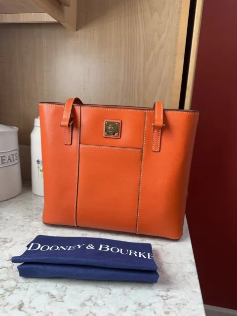 NWT Dooney & Bourke Saffiano Small Lexington Shoulder Bag, Orange 3