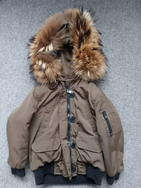 Girls Green Parka Style, Lined, Hooded, Winter Coat 4 Yrs