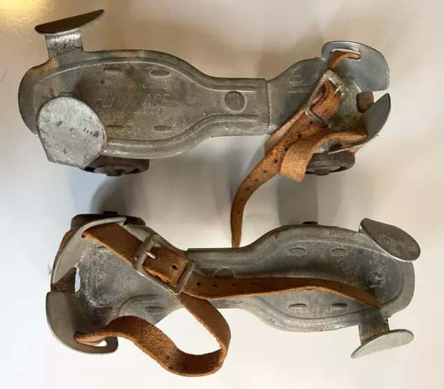 Vintage 1950's Flying Ace Metal Adjustable Roller Skates Shoes Decorative