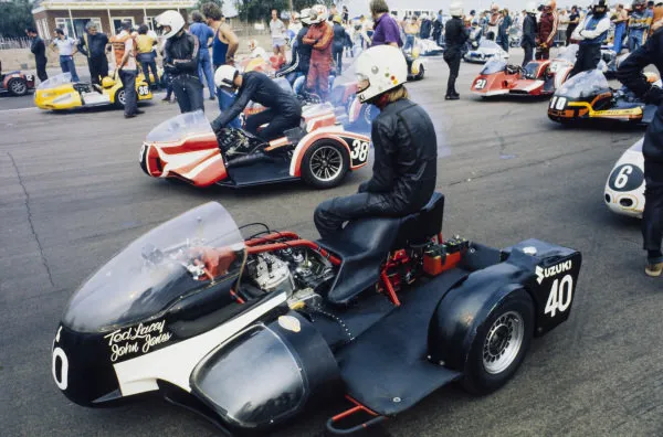 The sidecar of Ted Lacey John Jones 1976 Motorcycle Racing Old Photo