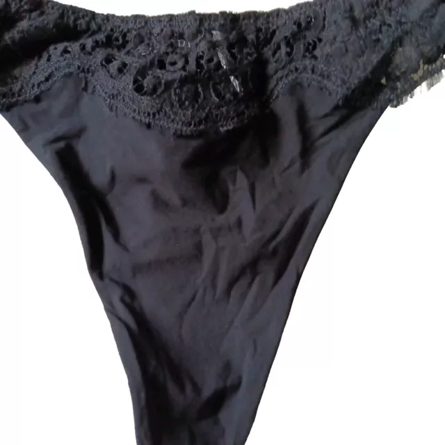 NEW $194 La Perla Freesia Women's Medium Thong Black Lace Stretch Has Tags