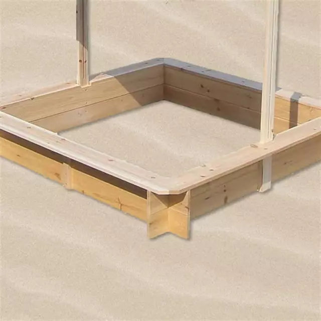 Sandkasten Sandbox Sandkiste Spielhaus Holz mit verstellbaren Dach Blau NEU 2