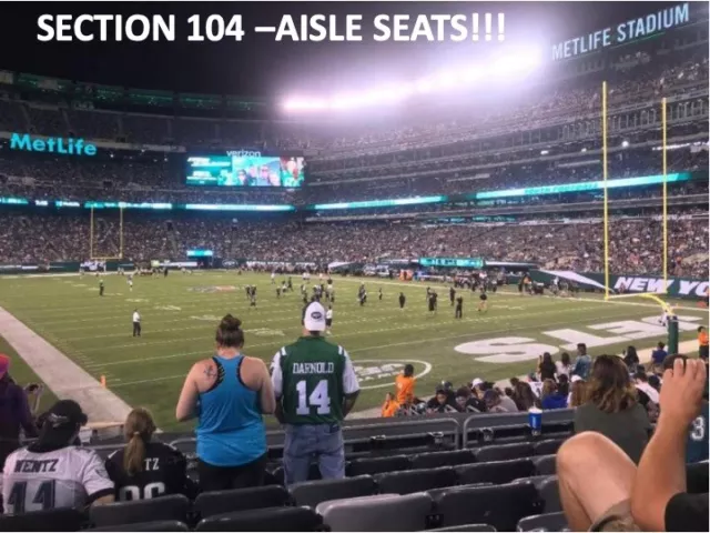 2 TICKETS NEW YORK JETS vs NEW ENGLAND PATRIOTS 2024 - LOWER CORNER AISLE SEATS