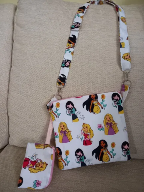 Handmade Girls princess cross body bag with matching coin purse