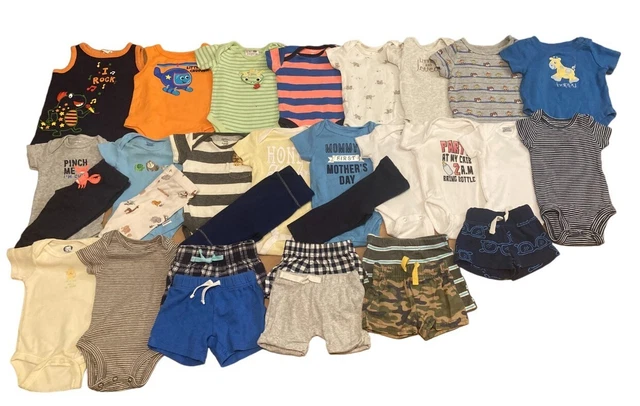 Baby Boys Lot Newborn Onesies Pants Shorts Gerber Carters