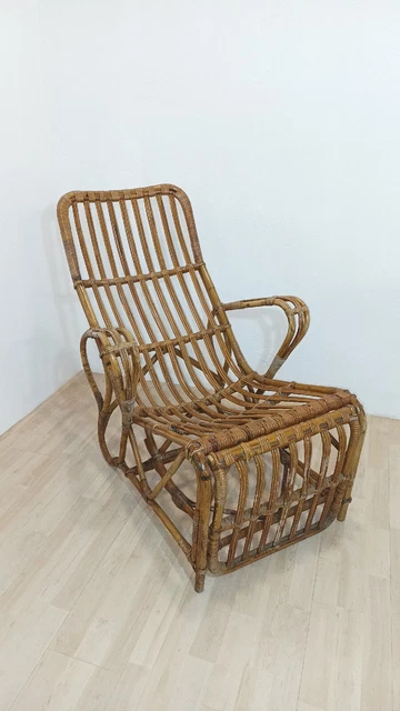 Poltrona Sdraio Bambù Beach Chair, Vintage, Bamboo, Bambou.