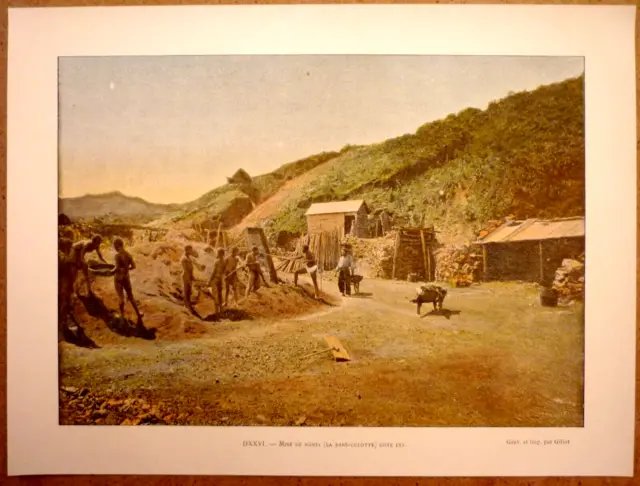 NOUVELLE-CALÉDONIE Mine de nickel sur la côte est - Photochromie gravure 19ème
