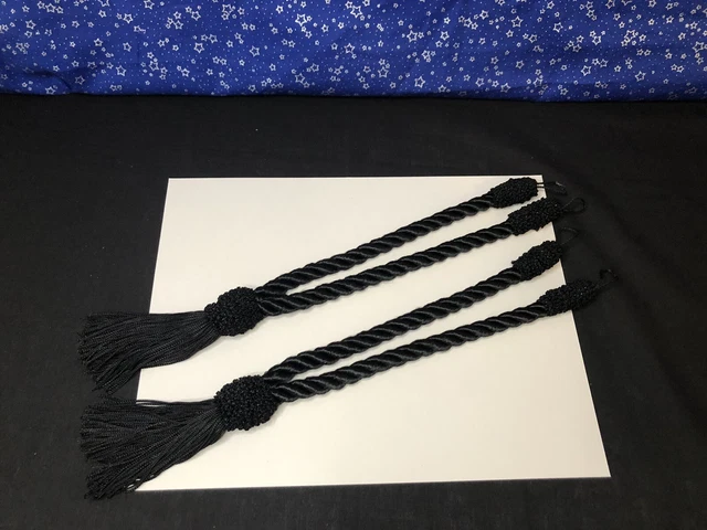Tiebacks Decorative Rope Curtain Holdbacks with Tassel-Black Set of 2