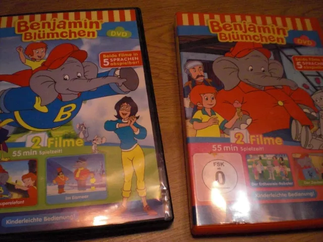 2 Benjamin Blümchen DVD,s mit jeweils 2 Filmen  "in 5 Sprachen abspielbar"