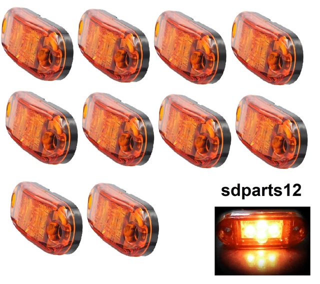 10x ORANGE LED FEUX DE GABARIT 12V POSITION LATÉRAL CAMION - Foto 3