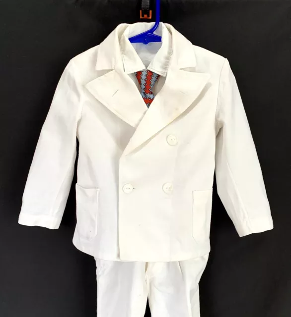 Vintage 1930s Boy's White Double Breasted 2pc Suit