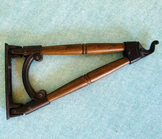 Vintage Cast Iron & Wood Swivel Wall Mount Coat Hanger Hook