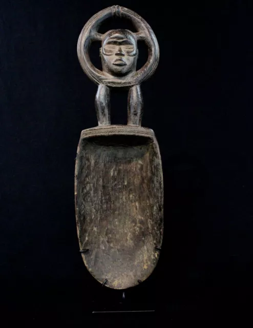Arte Africano tribal Cucchiaio Dan " Wakémia Su Base - Master Scultore -39 CMS