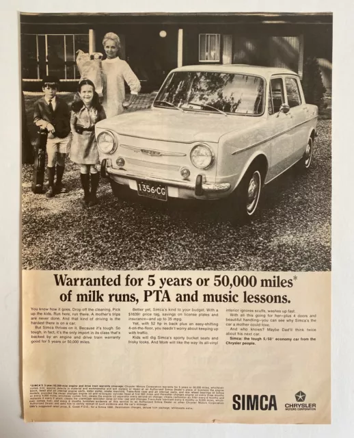 1967 Simca Chrysler automobile mom kids home vintage photo print Ad