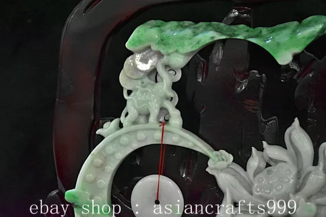 14.4" China Natürliche Jadeit geschnitzt Lotus Lotus Wurzel Mond Elefant Statue 3