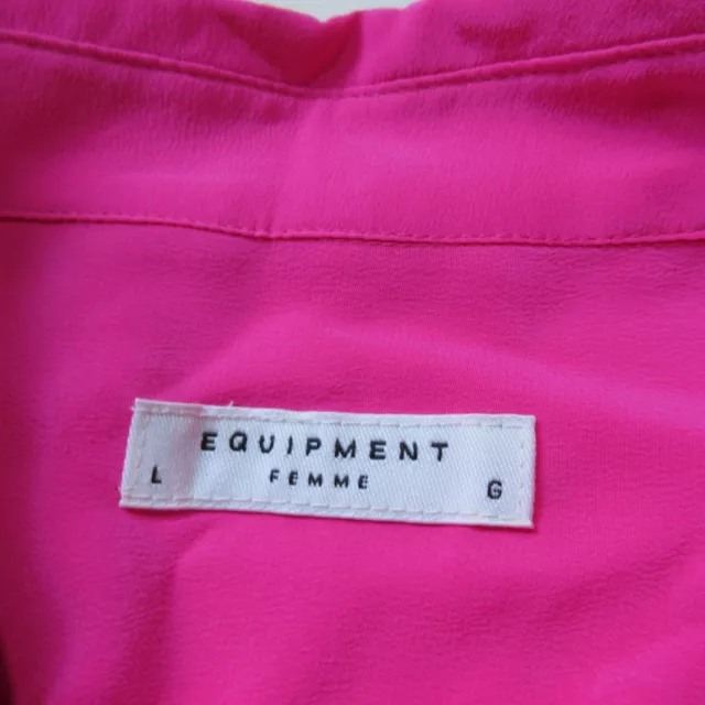 NWT Equipment Slim Signature in Magenta Washed Silk Button Down Shirt L $204 3