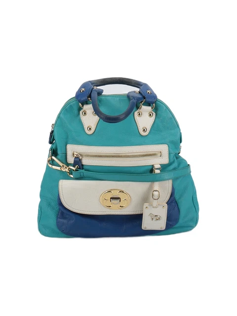 Emma Fox Women Blue Leather Satchel One Size