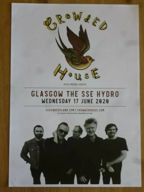 Crowded House concert poster - Glasgow 2020 live music show tour gig memorabilia