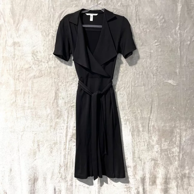 Diane Von Furstenberg Black Faux Wrap Dress Sill Size 10 2