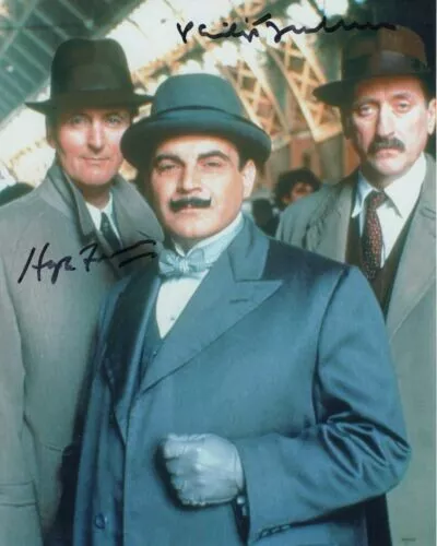 Hugh Fraser and Philip Jackson In Person signed photo - Poirot - A8