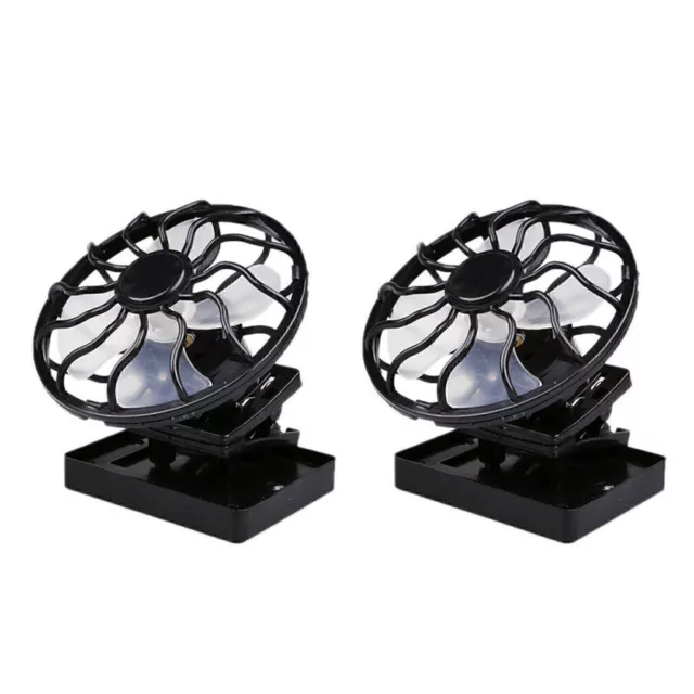 2x Solar Powered Mini Portable Fan Travel Fan Clip-on Cooler Camping Hiking