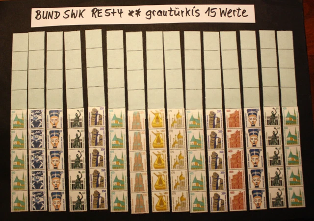 BUND SWK 15 Rollenenden RE 5+4  grautürkis  Endstreifen   **  Rollenmarken