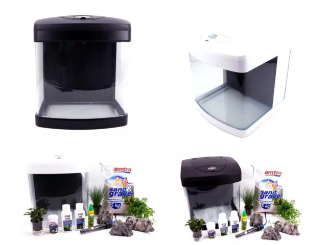 Nano Aquarium XCUBE weiß schwarz Komplettaquarium LED Beleuchtung Dekoration