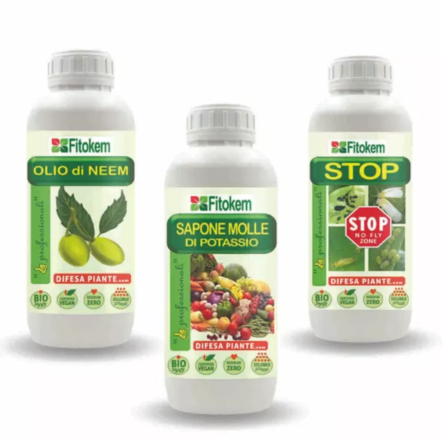 Fitokem Olio di Neem 1L + Sapone molle 1L + Stop 1L