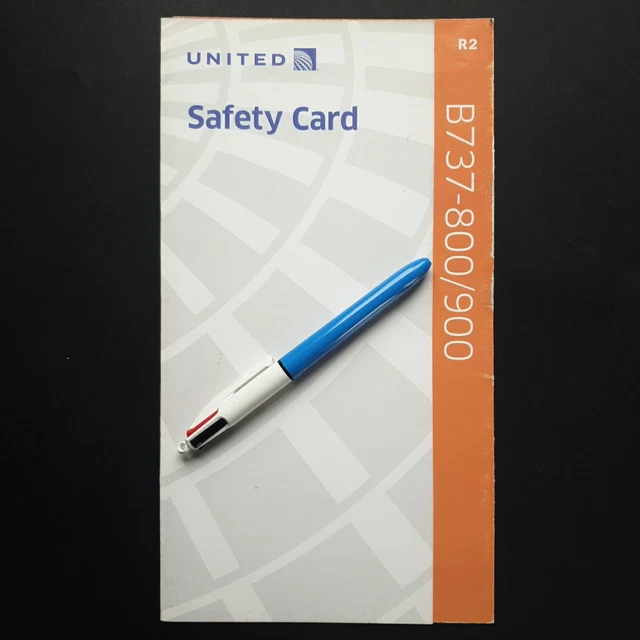 UNITED AIRLINES BOEING B737800/900 safety card american airways R2 aero graphic EUR 6,90