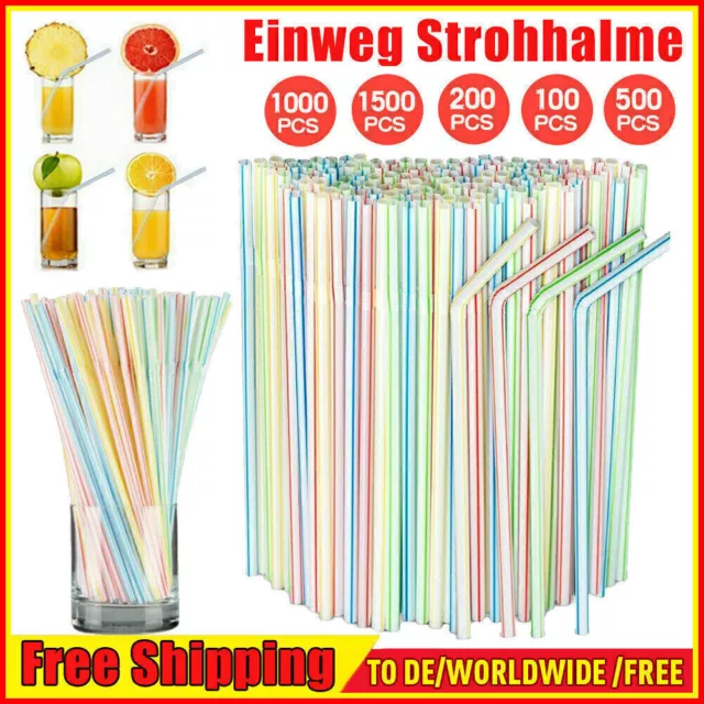 100-1500X Flexible Drinking Straws Plastic Straws in Various Colorful Fa U8T9