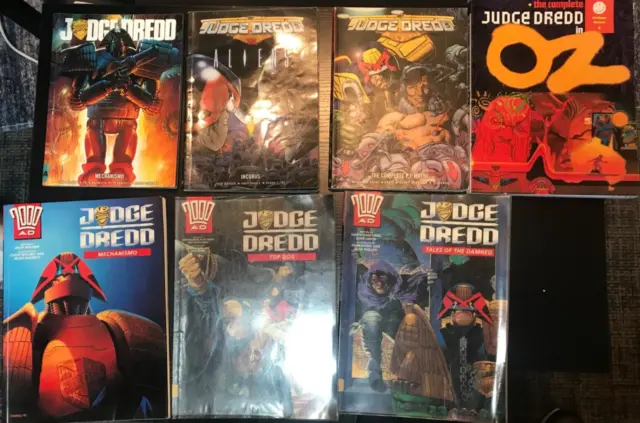 2000AD ft JUDGE DREDD - VARIOUS ANNUALS / GRAPHIC NOVELS X 7 - READERS COPIES