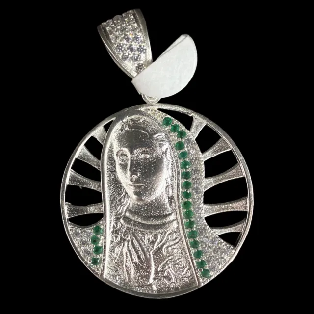 925 Sterling Silver Virgin Mary Pendant Virgen de Guadalupe Santa Maria Dije