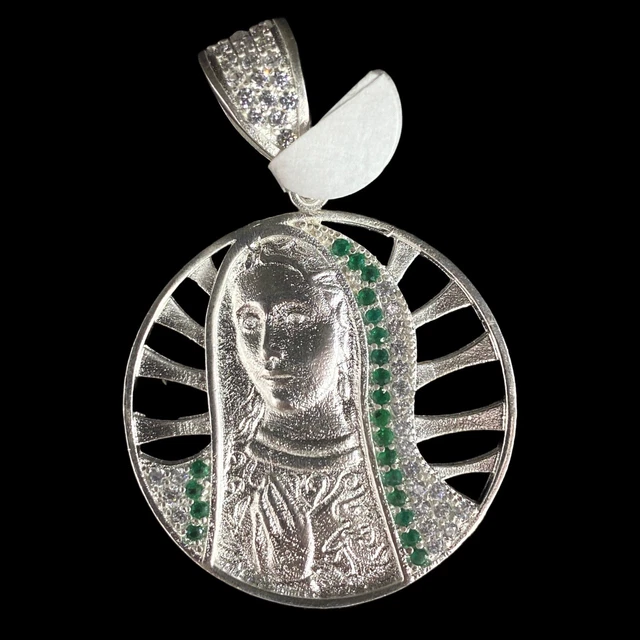 925 Sterling Silver Virgin Mary Pendant Virgen de Guadalupe Santa Maria Dije
