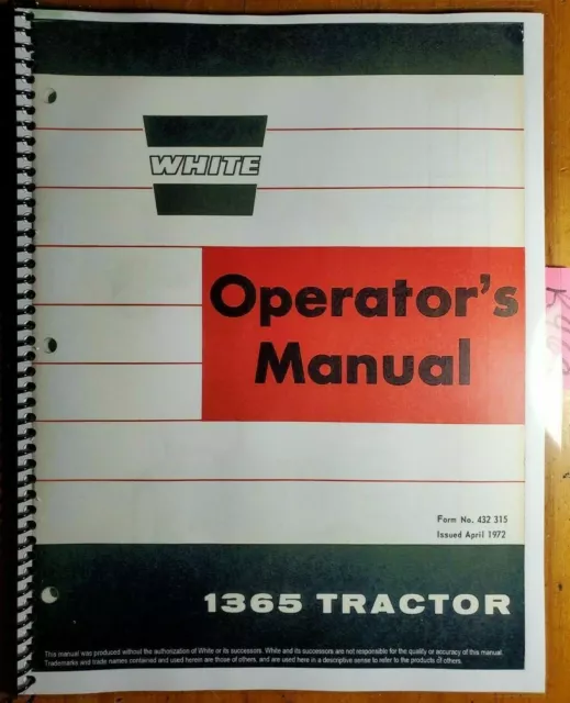 White Oliver Cockshutt 1365 Minneapolis-Moline G450 Tractor Operator Manual 4/72