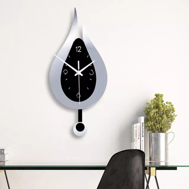 Decorative Pendulum Wall Clock Modern Acrylic Waterdrop Silent Hanging Deco 38cm