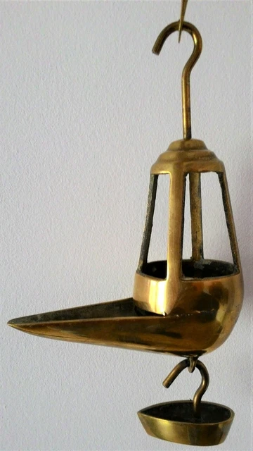 Antigua Lámpara De Aceite - Siglo Xix - Candil De Pico Bronce 2
