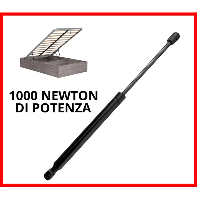 2x COPPIA Pistone Molla Gas Per Meccanismo SOLLEVAMENTO Letto Contenitore Interasse 415 Mm 1000 Newton Attacco A Occhiello - 10