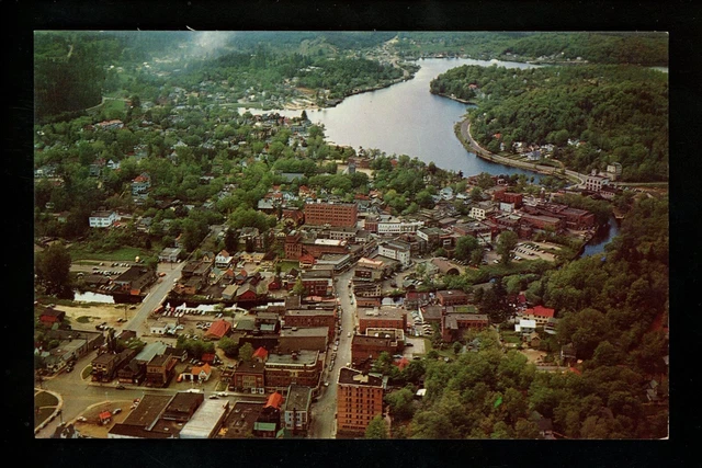 New York NY postcard Saranac Lake aerial view chrome
