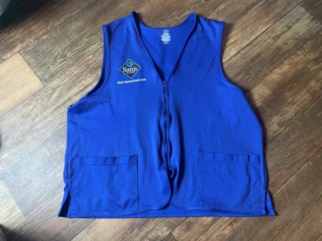 Sam’s Club Employee Uniform Vest Adult XL Blue Pockets Zipper Work Polyester