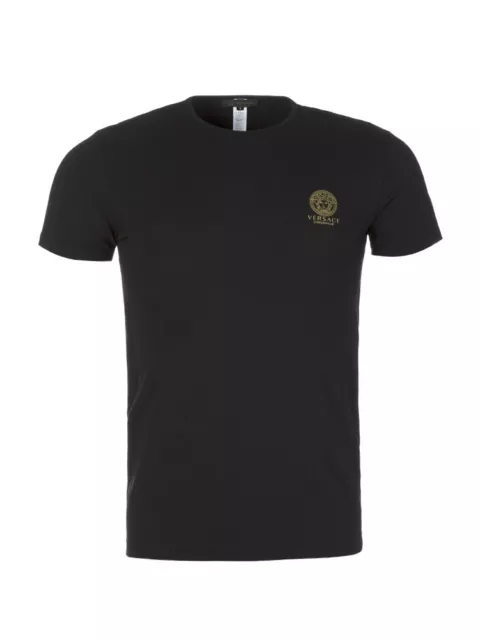 Versace Iconic Chest Logo Stretch Cotton Crew Neck T-Shirt
