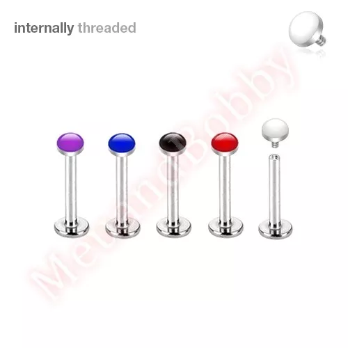 16G Internally Threaded Labret Monroe Lip Bar Ring Stud Dome Top Body Jewellery