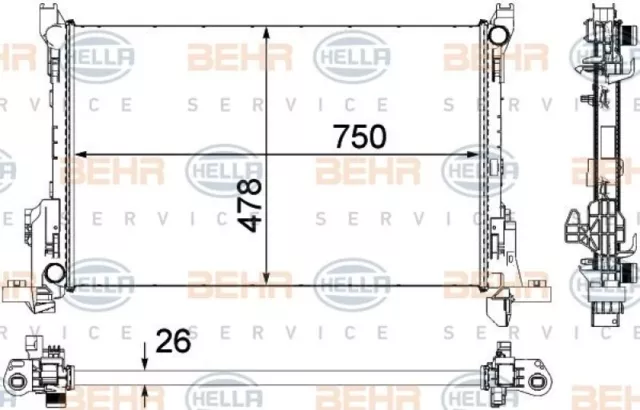 HELLA Kühler Wasserkühler Motorkühlung Motorkühler 8MK 376 701-591