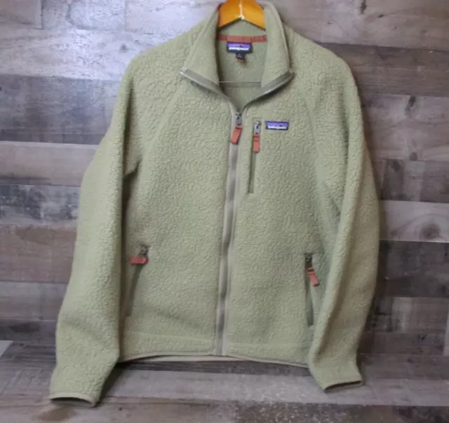 Patagonia Jacket Mens Large Green Retro Deep Pile Fleece Full-Zip Sherpa