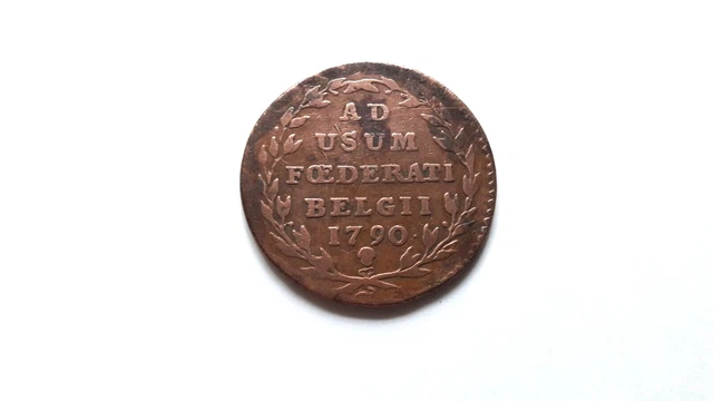 Pièce Etats Belgique unis - 2 Liards - AD. USUM FOEDERATI BELGII - 1790 - cuivre