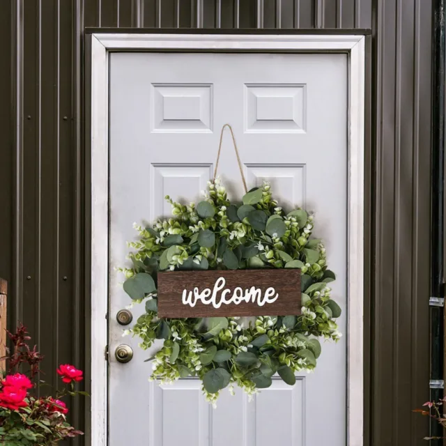 Décor de porte simple et minimaliste avec feuilles d'eucalyptus chic et éléga